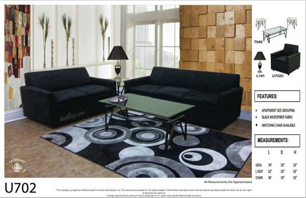 Royal Black Microfiber Loveseat Na U702L